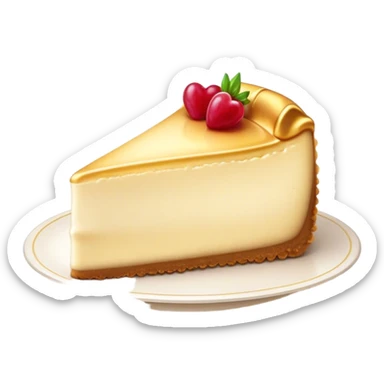Cinematic Realistic Sernik Dessert Emoji, showcasing a rich, creamy cheesecake with a golden crust rendered with delicate textures and inviting, soft lighting. sticker