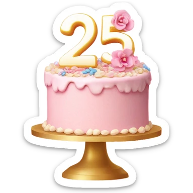 Cake birthday 25 cute pink pastel sticker