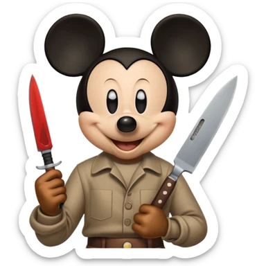 Knife in hand micky sticker