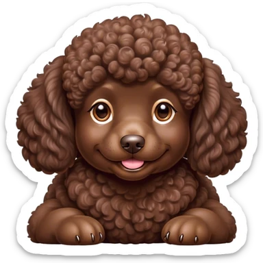 Meme-Worthy Cute Sleeping Chocolate Poodle Portrait Emoji, Head resting peacefully with a contented smile, showcasing a delightfully elegant build and a luxuriously soft, curly chocolate Fur, eyes shut in a serene nap, Simplified yet hilariously adorable features, highly detailed, glowing with a soft, drowsy light, high shine, relaxed and utterly lovable, stylized with an air of playful laziness, bright and heartwarming, soft glowing outline, capturing the essence of a comically sleepy companion, so meme-worthy it feels like it could instantly become the next viral sensation of adorable slumber! sticker