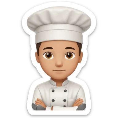 Serious Head Chef – arms crossed, clean uniform, focused expression sticker