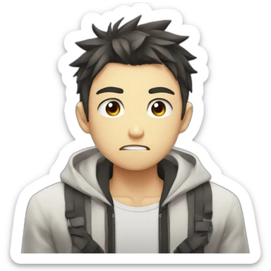 anime boy with angry face sticker