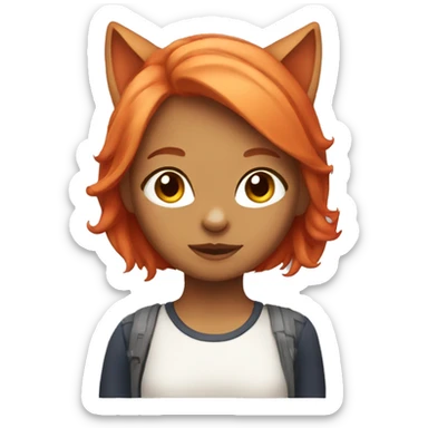 cat Peach and red-haired girl sticker