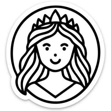 Disney princess with flowing hair and tiara sticker