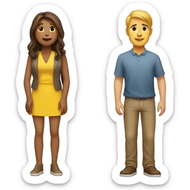 couple: man with yellow hair, not that long, woman with brown long har sticker