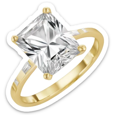 3 carat radiant cut diamond ring with thin plain gold band sticker