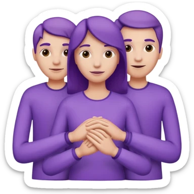 purple group no eyes no nose holding hands sticker