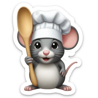 Rat with chef hat and a wooden spoon sticker
