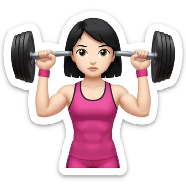 Weightlifting girl with black hair sticker