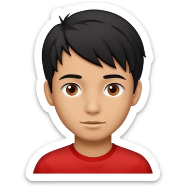 boy with half red half black hair sticker