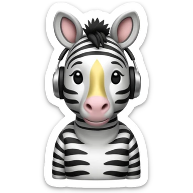 A zebra listening to music sticker