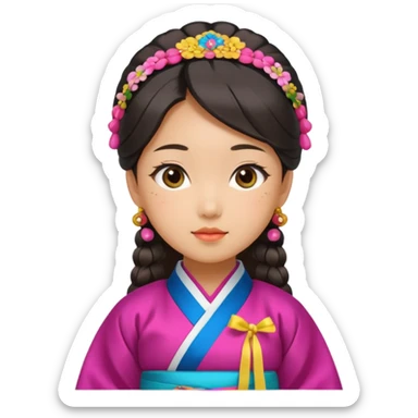 Asian girl wearing traditional Korean clothes sticker