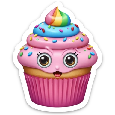 cupcake love cute with big toon eyes sticker