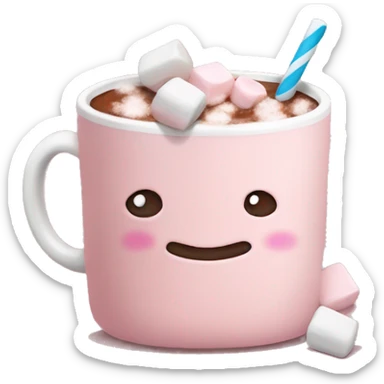 Light Pink mug of hot chocolate with marshmallows  sticker