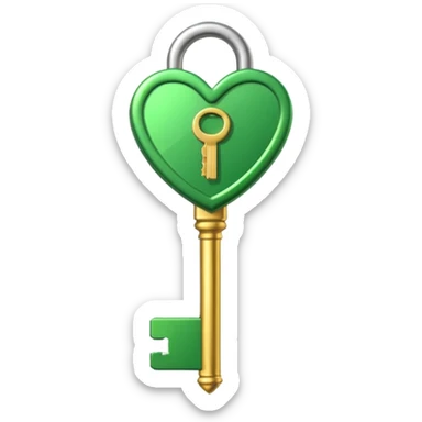 3D emoji, golden key, green check mark, professional style, white background. sticker