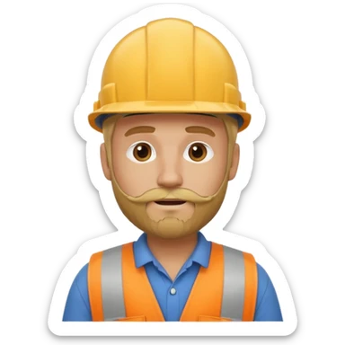 blond man with beard construction worker sticker