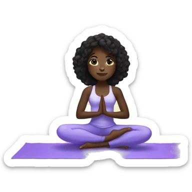 dark skin girl with black hair doing yoga sticker