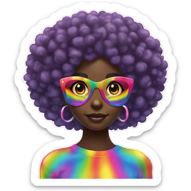 Lisa frank dark skin girl with rainbow Afro  sticker