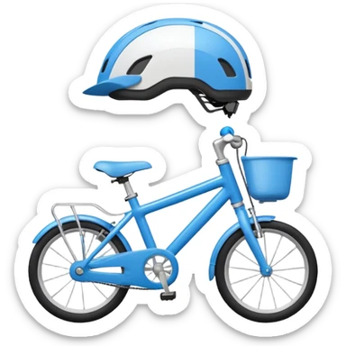 stylized modern bicycle with child seat and helmet, simple and clean design sticker