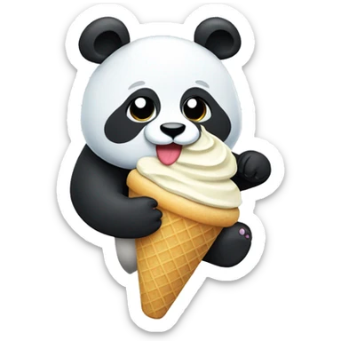 Panda eating ice cream sticker