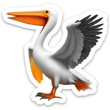 Pelican with orange wings of fire sticker