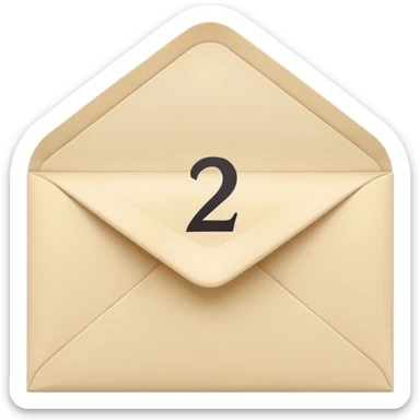 A simple emoji-style icon of a white manila envelope with subtle paper texture, clean edges, and a small graduation NUMBER  2022-photo icon on the front, graduation icon  sticker