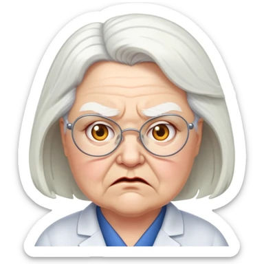 Angry fat old einstein like white hair lady physics professor sticker