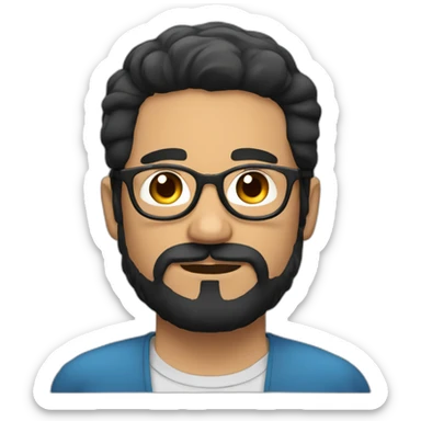 chilean man with black hair and black beard and round transparent glasses sticker