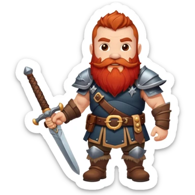 warrior dwarf with big red beard and a sword sticker