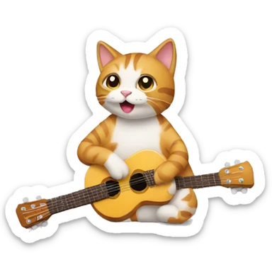cat playing a guitar simple sticker