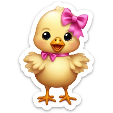 Baby chicken with pink bow sticker