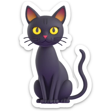 skinny black cat with yellow eyes sticker