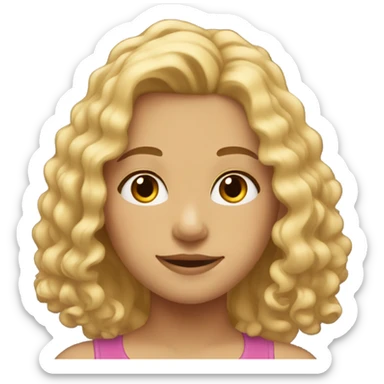 girl with curly, blonde, shoulder length hair, brown eyes  sticker