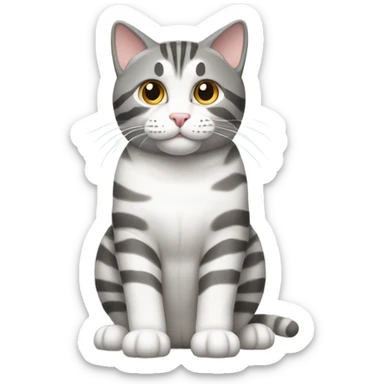 Gray and white tabby cat sticker