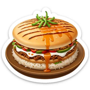 rice topped with döner sticker