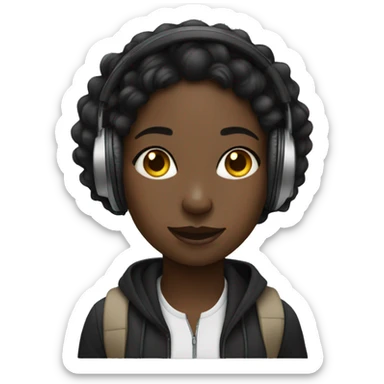 black girl listening to music sticker