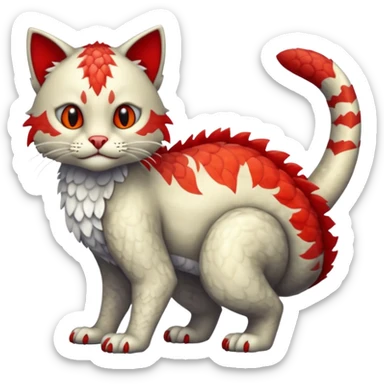 with red markings, white belly, scaley scaly batty feline-like quadrupedal digitigrade furry feral Bastet-Noibat-Gatomon-Garchomp-Digimon-Fakémon-Pokémon-creature (full body) sticker