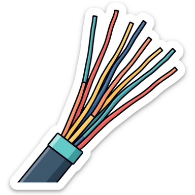 close-up of optical fiber cable filaments showing individual glass strands sticker