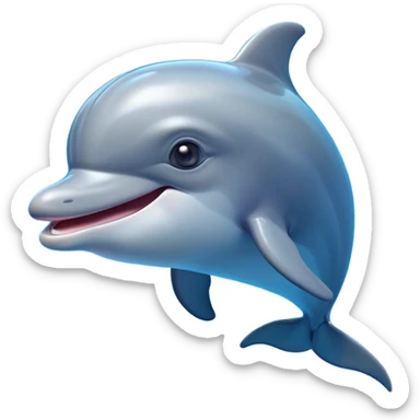 Cinematic Comical Bottlenose Dolphin Portrait Emoji, Head tilted dramatically with an exaggeratedly amused expression, featuring a sleek, shiny glossy body with wide, comically expressive eyes full of playful disbelief and a quirky, animated dorsal fin, Simplified yet hilariously expressive features, highly detailed, glowing with a slightly sassy aquatic glow, high shine, dramatic yet playful, stylized with an air of cheeky marine mischief, soft glowing outline, capturing the essence of a meme-worthy dolphin that looks ready to side-eye its way into viral fame! sticker