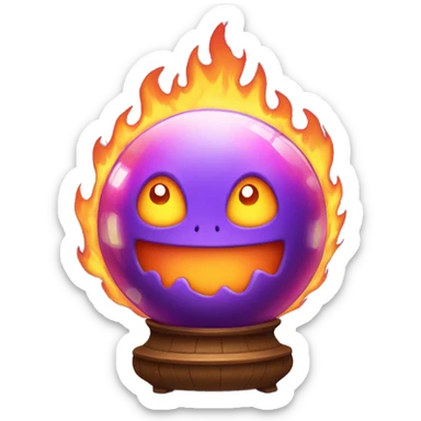 Kawaii colorful baby monster in a fire globe sticker