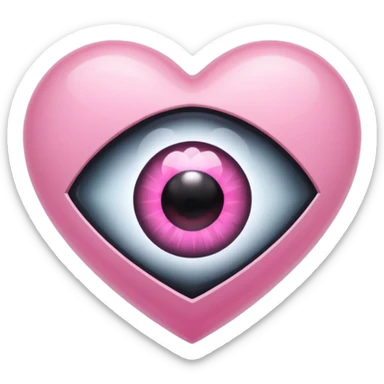 A black heart crystal with a pink eye in the center sticker