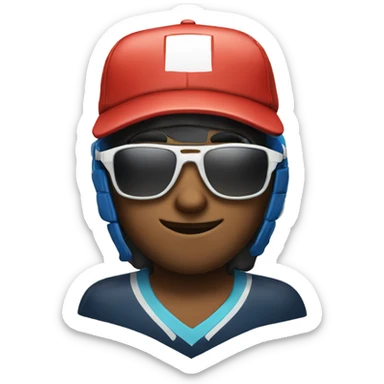 hockey player with sunglasses and a hat on sticker