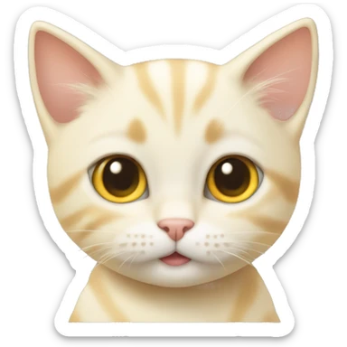 A very cute pale yellow kitten emoji with a chat bubble icon in the top right corner of its head. sticker