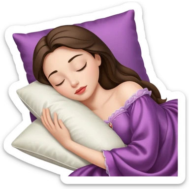 sleeping beauty brunette white girl with a silk pillow sticker