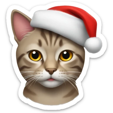 Cat with red Christmas hat sticker