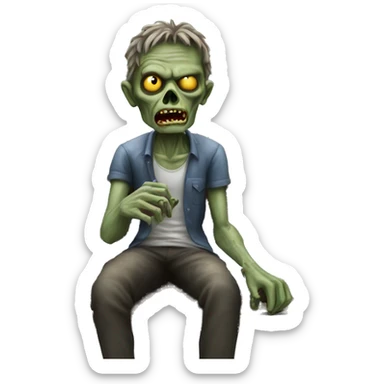 Zombie sitting on a park bench realistic  sticker