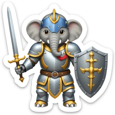 ELEPHENT KNIGHT WITH SHIELD AND SWORD sticker