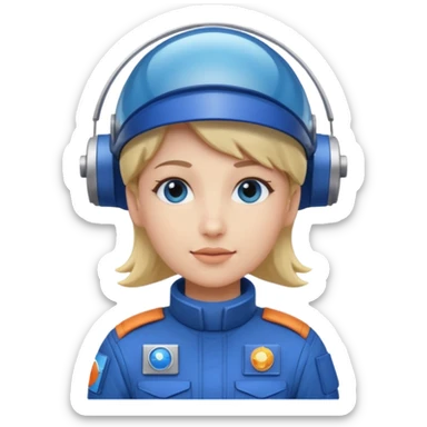 Blue-visor space mechanic sticker