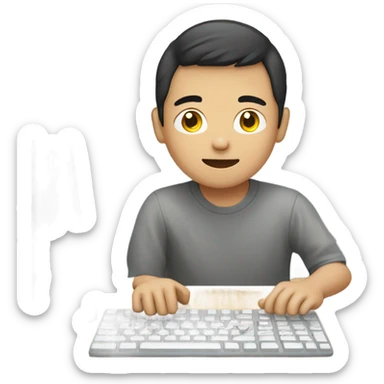 Young asian guy with computer sticker