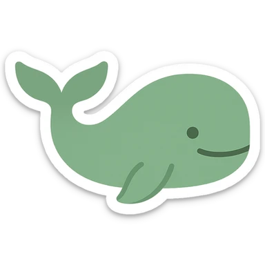 A dull green whale sticker